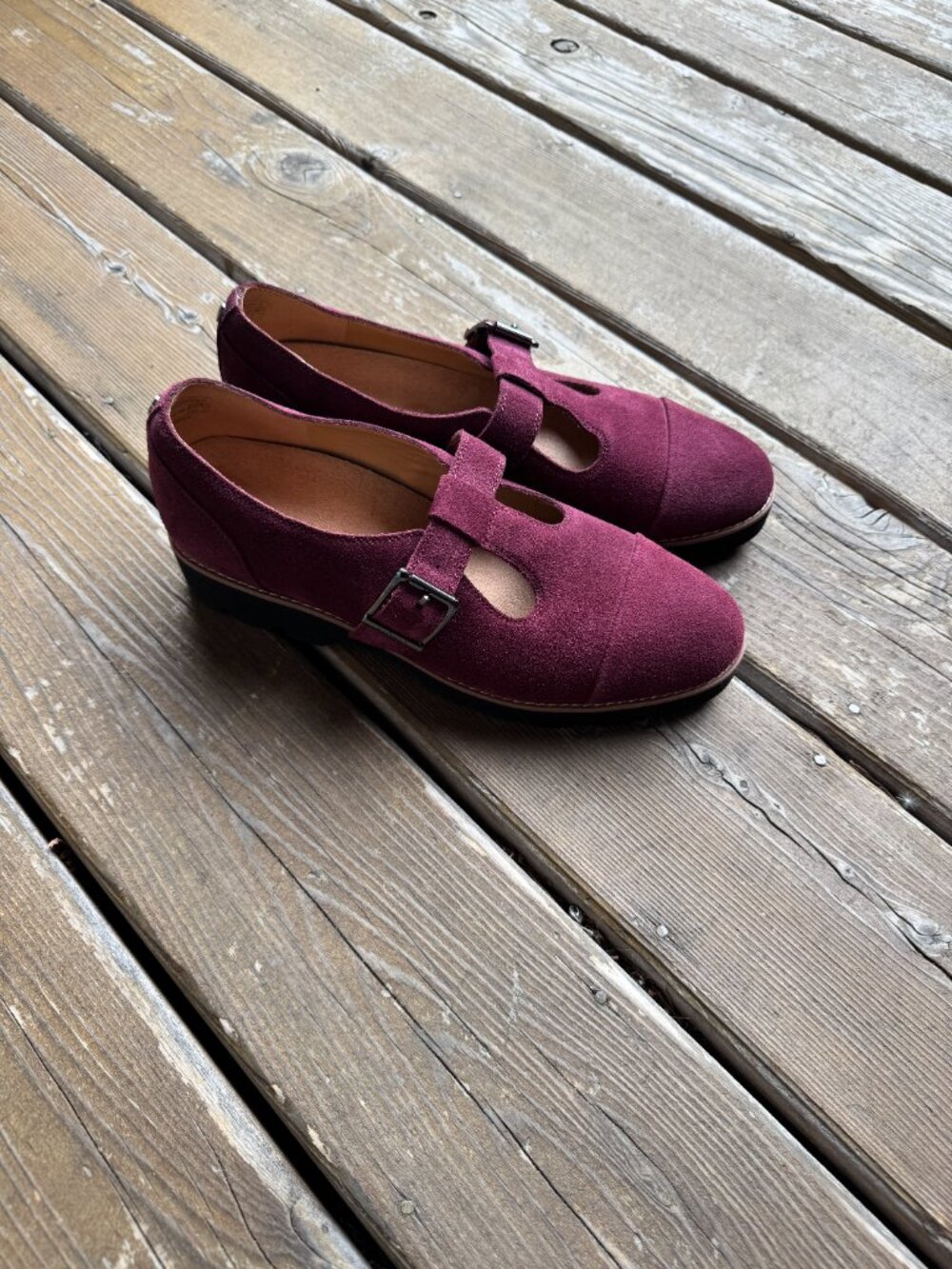 Vionic Carmen T-Strap Port Wine Colored Suede Loafers in Women's 8.5/EU 39 - Picture 6 of 16